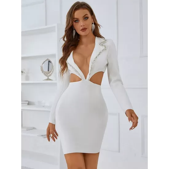 Casual Wrap Solid Color Zipper V-Neck Dress Casual Wrap Solid Color Zipper V-Neck Dress