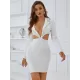 Casual Wrap Solid Color Zipper V-Neck Dress Casual Wrap Solid Color Zipper V-Neck Dress