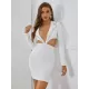 Casual Wrap Solid Color Zipper V-Neck Dress Casual Wrap Solid Color Zipper V-Neck Dress