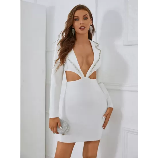 Casual Wrap Solid Color Zipper V-Neck Dress Casual Wrap Solid Color Zipper V-Neck Dress