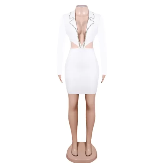 Casual Wrap Solid Color Zipper V-Neck Dress Casual Wrap Solid Color Zipper V-Neck Dress