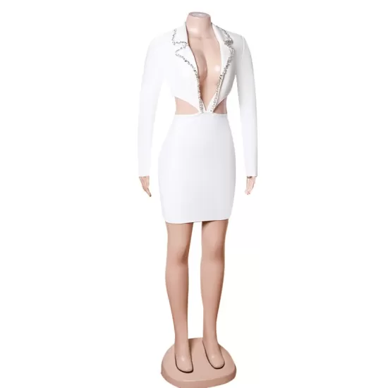 Casual Wrap Solid Color Zipper V-Neck Dress Casual Wrap Solid Color Zipper V-Neck Dress