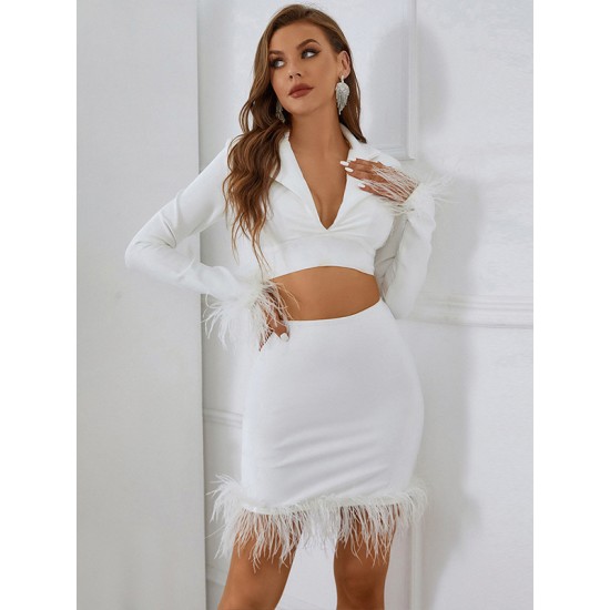 Casual Wrap Solid Color Patchwork V-Neck Two Pieces Set Casual Wrap Solid Color Patchwork V-Neck Two Pieces Set