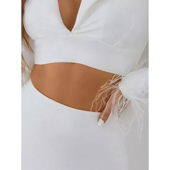 Casual Wrap Solid Color Patchwork V-Neck Two Pieces Set Casual Wrap Solid Color Patchwork V-Neck Two Pieces Set