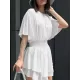 Falbala Solid Color Wrap Round-Neck Mini Dresses Falbala Solid Color Wrap Round-Neck Mini Dresses