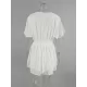 Falbala Solid Color Wrap Round-Neck Mini Dresses Falbala Solid Color Wrap Round-Neck Mini Dresses