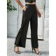 Jacquard Lacy Pockets Solid Color Split-Joint Wrap Casual Pants Bottoms Jacquard Lacy Pockets Solid Color Split-Joint Wrap Casual Pants Bottoms