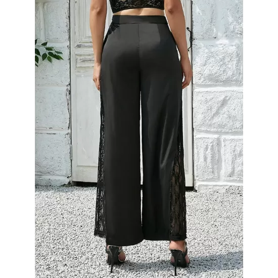 Jacquard Lacy Pockets Solid Color Split-Joint Wrap Casual Pants Bottoms Jacquard Lacy Pockets Solid Color Split-Joint Wrap Casual Pants Bottoms