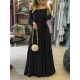 Falbala Solid Color Wrap Off-The-Shoulder Maxi Dresses Falbala Solid Color Wrap Off-The-Shoulder Maxi Dresses