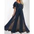Solid Color Split-Front Split-Joint Zipper Wrap Jumpsuits