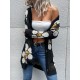 Contrast Color Knitted Flower Loose Wrap Cardigan Tops Contrast Color Knitted Flower Loose Wrap Cardigan Tops