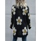 Contrast Color Knitted Flower Loose Wrap Cardigan Tops Contrast Color Knitted Flower Loose Wrap Cardigan Tops