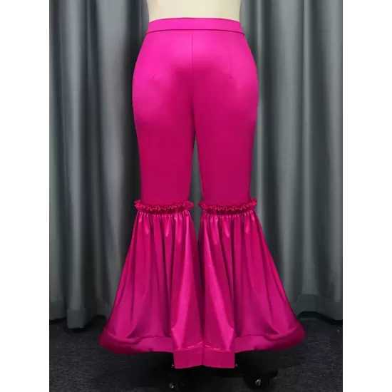Lacy Pleated Solid Color Flared Pants Wrap Casual Pants Bottoms Lacy Pleated Solid Color Flared Pants Wrap Casual Pants Bottoms