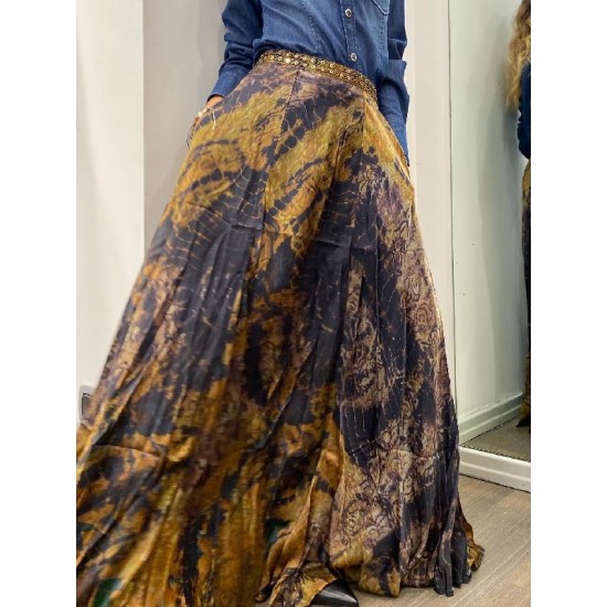 Contrast Color Flower Print Loose Wrap Skirts Bottoms Contrast Color Flower Print Loose Wrap Skirts Bottoms