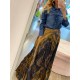Contrast Color Flower Print Loose Wrap Skirts Bottoms Contrast Color Flower Print Loose Wrap Skirts Bottoms