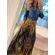 Contrast Color Flower Print Loose Wrap Skirts Bottoms Contrast Color Flower Print Loose Wrap Skirts Bottoms