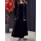 Long Sleeves Wrap Bandage Belted Contrast Color Square-Neck Maxi Dresses Long Sleeves Wrap Bandage Belted Contrast Color Square-Neck Maxi Dresses