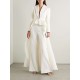 High-Low Wrap Falbala Solid Color V-Neck Shirts Tops&Pants Two Pieces Set High-Low Wrap Falbala Solid Color V-Neck Shirts Tops&Pants Two Pieces Set