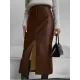 Pockets Solid Color Split-Front Zipper Skinny Wrap Skirts Bottoms Pockets Solid Color Split-Front Zipper Skinny Wrap Skirts Bottoms