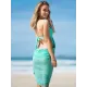 Halterneck Crocheted Mini Cover-Up Beach Wrap Dress Halterneck Crocheted Mini Cover-Up Beach Wrap Dress