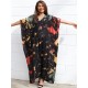 Bohemia Oversized Multicolor Printed Batwing Sleeves Cover-Up Bohemia Oversized Multicolor Printed Batwing Sleeves Cover-Up