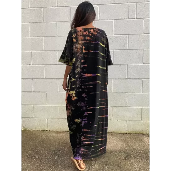 Bohemia Oversized Multicolor Printed Batwing Sleeves Cover-Up Bohemia Oversized Multicolor Printed Batwing Sleeves Cover-Up