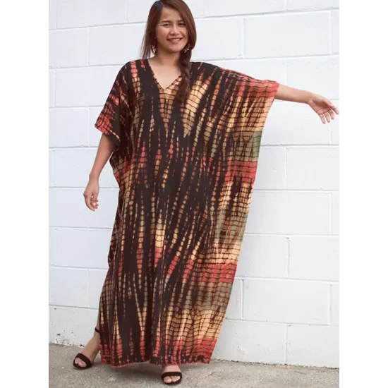 Bohemia Oversized Multicolor Printed Batwing Sleeves Cover-Up Bohemia Oversized Multicolor Printed Batwing Sleeves Cover-Up