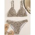 Floral-Print Triangles Backless Split Bikini Swimsuit