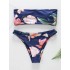 Floral-Print Bandeau Split Bikini Swimsuit