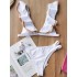 Flared Sleeves V-Neck Split Bikini Swimsuit