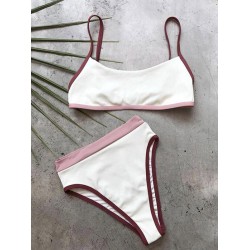 Contrast Color Split-Joint Split Bikini Swimsuit