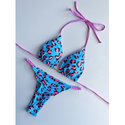 Leopard Halterneck Two Pieces Bikini Set