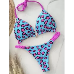 Leopard Halterneck Two Pieces Bikini Set