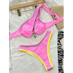 One Shoulder Hollow Two Pieces Bikini Set