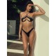 Backless Bandage Solid Color Split-Joint Halter-Neck Bikini Swimsuit Backless Bandage Solid Color Split-Joint Halter-Neck Bikini Swimsuit