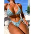 Padded Backless Bandage Belly-Hollow Halter-Neck Crystal Bikini Swimsuit