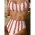 Padded Flower Hollow Lacy Wavy Stripes Bikini Swimsuit