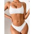 Padded Checkerboard Hollow Spaghetti-Neck Bikini Swimsuit