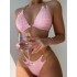 Padded Backless Bandage Belly-Hollow Chains Halter-Neck Bikini Swimsuit