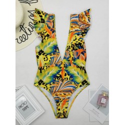 Falbala V-Neck One-Piece Swimsuit