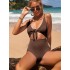 Solid Color Hollow Bandage One-Piece Swimwear