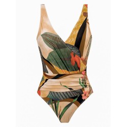 Floral V-Neck Floral One Piece Swimsuit