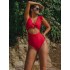 Falbala Sleeve Tight Hollow Knotted One-Piece Swimwear