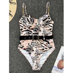 Gorgeous Embellished Underwired Belted One-Piece Swimwear