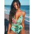 Floral Printed Deep-V-Neck Bandage One-Piece Swimwear