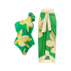 One Shoulder Bowknot One Piece Swimsuit