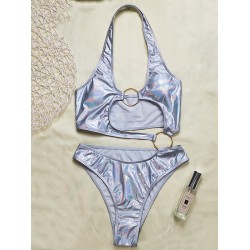 Halterneck Irregular Hollow Backless Monokini Swimwear