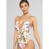 Floral Printed Hollow Backless Sexy One-Piece Swimwear