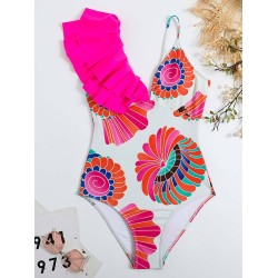 Floral Print One Shoulder Swimsuit