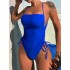 Padded Backless Drawstring Solid Color One-Piece Swimwear